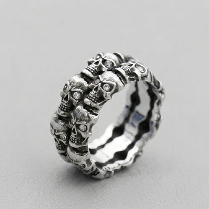 Skull Inlaid Gemstone Ring