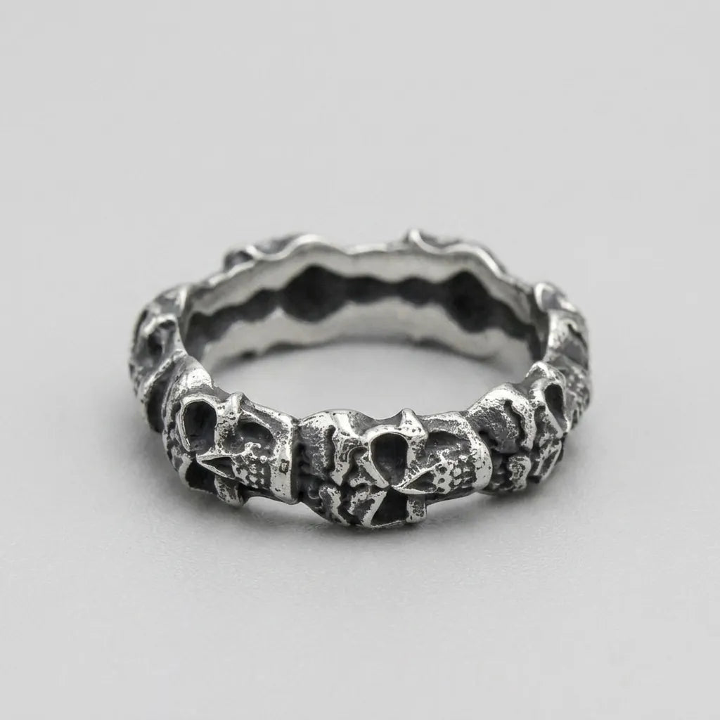 Cracked Skull Eternity Band Ring