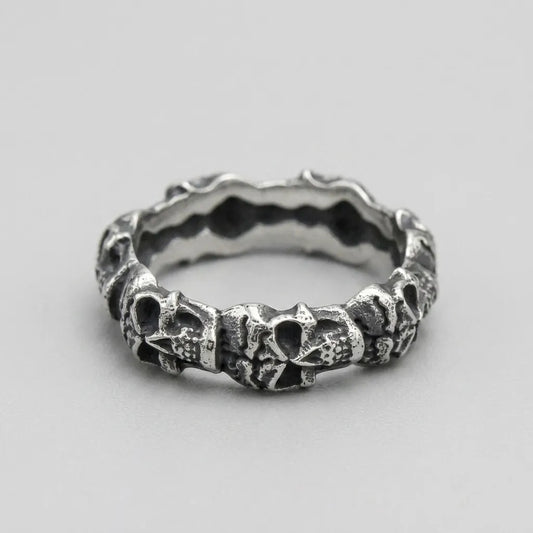 Cracked Skull Eternity Band Ring