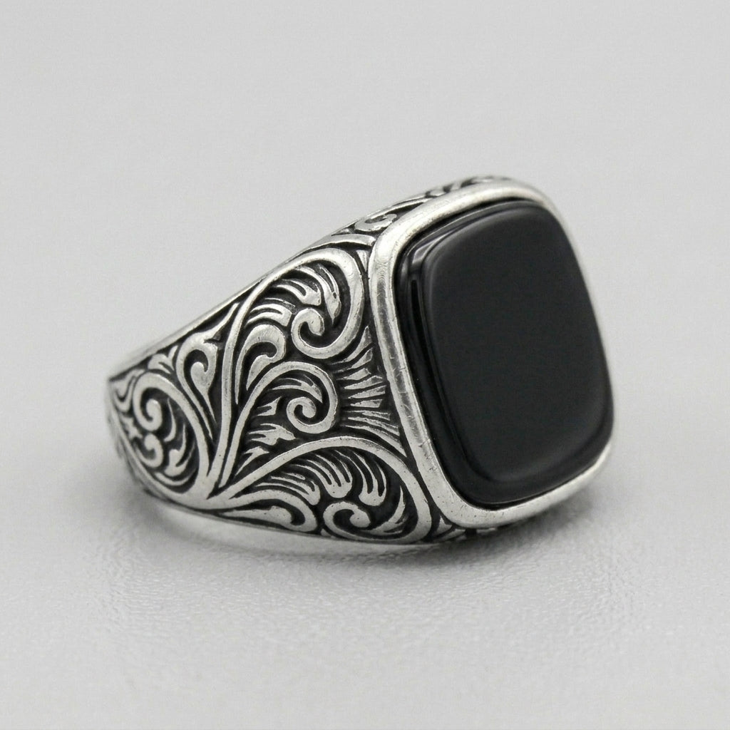 Midnight Sovereign Black Onyx Signet Ring