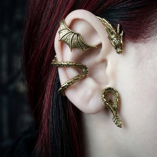 No Piercing Dragon Cuff with Large Wing