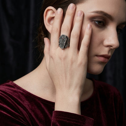 Crimson Cross Coffin Ring