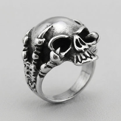 Skull Ring with Clawed Talon Accents