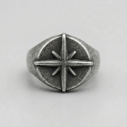 North Star Compass Rose Signet Ring