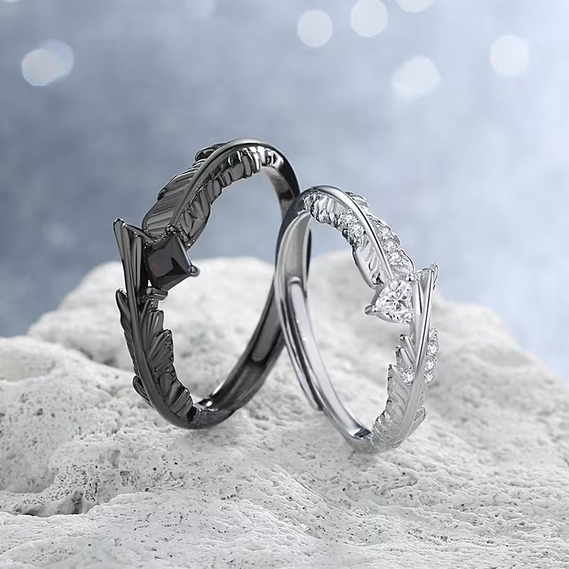 Feather-Inspired Zirconia Ring Set