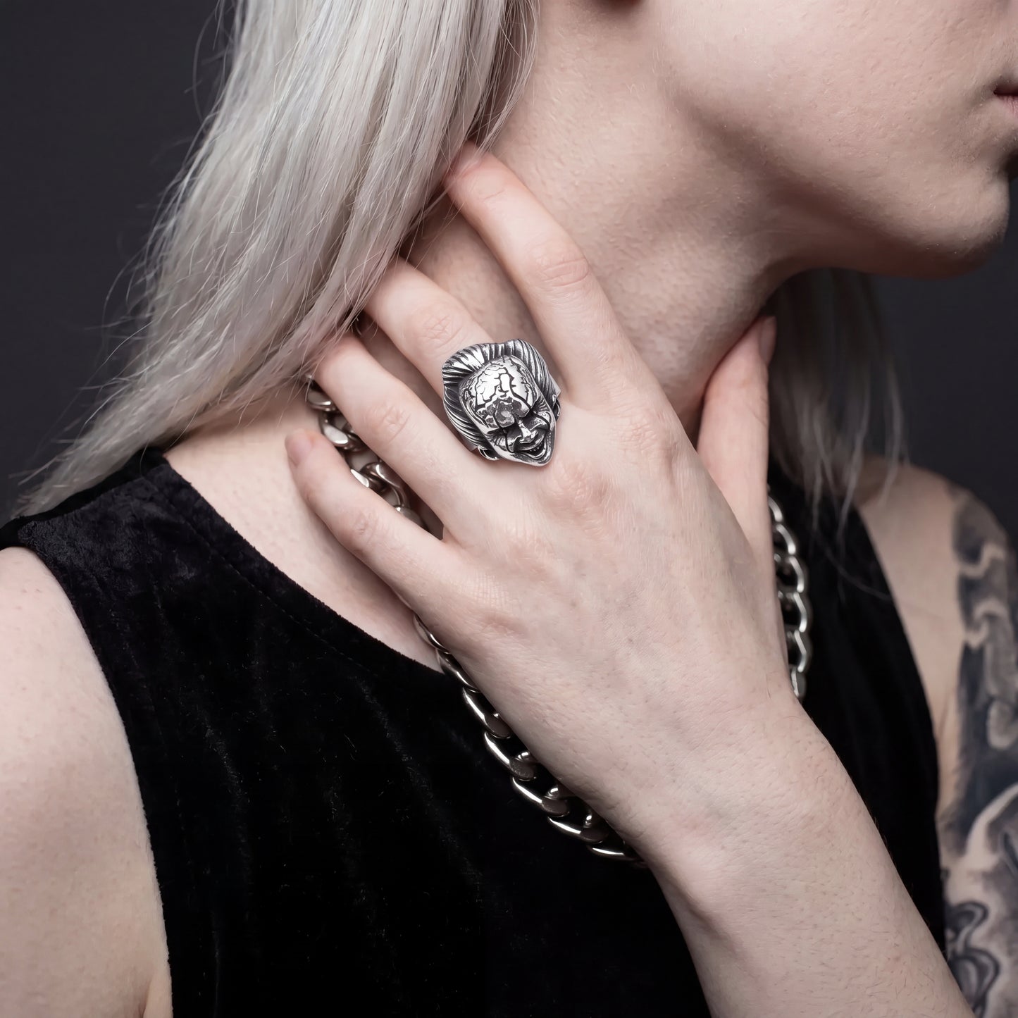 Gothic Clown Skull Ring