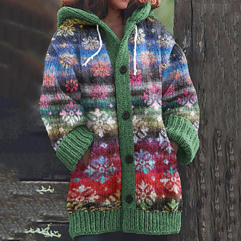 Vintage Snowflake Icelandic Knit Jacquard Warmth Print Women's Sweater elevenforest