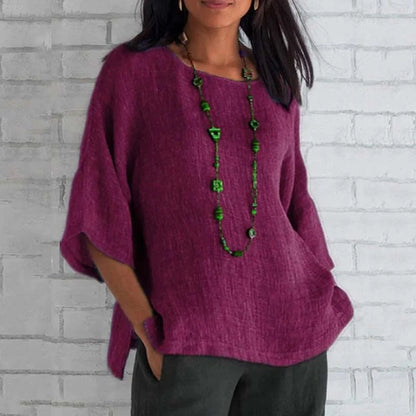 Linen Round Neck Relaxed Top