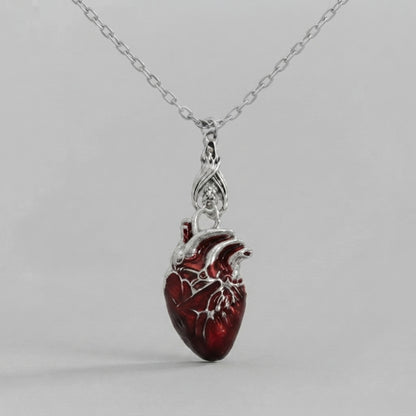 Crimson Heart Anatomy Necklace