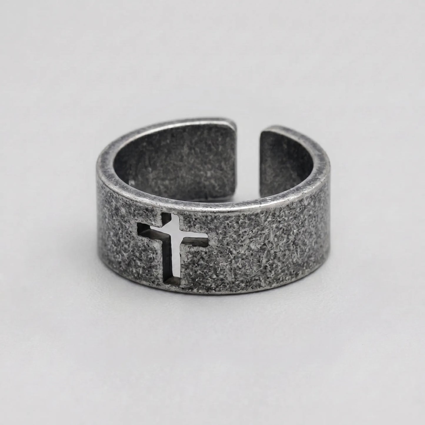 Shadow Cross Cutout Open Band Ring