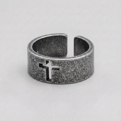 Shadow Cross Cutout Open Band Ring