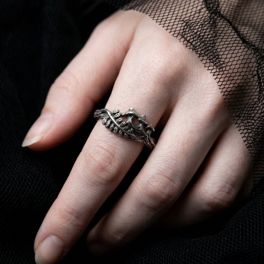 Mushroom and Fern Ring Sterling Silver