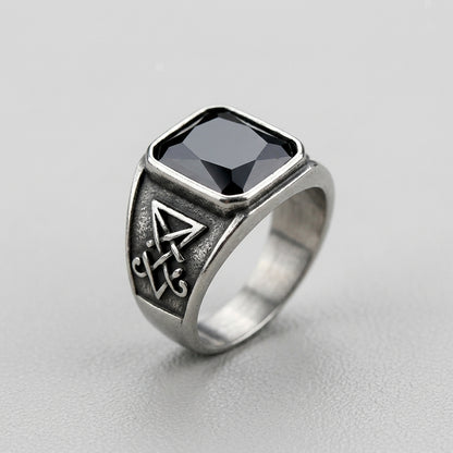 Signet Ring with Black Gemstone - Small Style