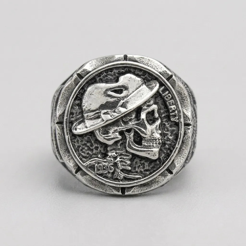 Hobo Nickel Skull Ring