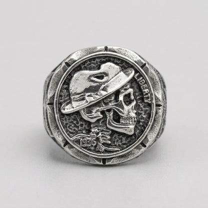 Hobo Nickel Skull Ring