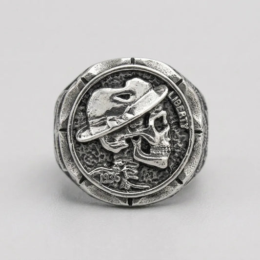 Hobo Nickel Skull Ring