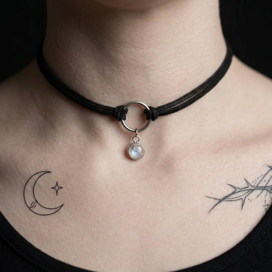 Moonstone Velveteen Choker Necklace