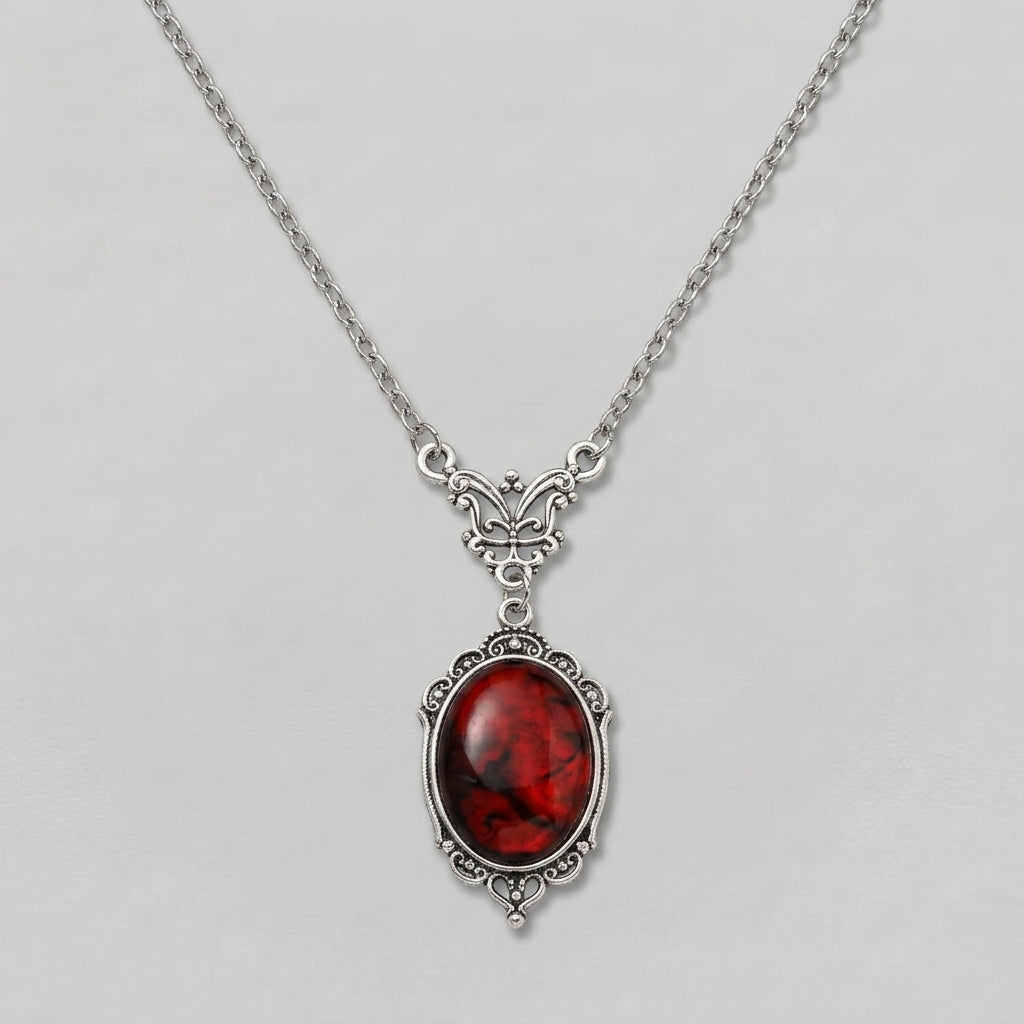 Blood Red Quartz Charm Necklace