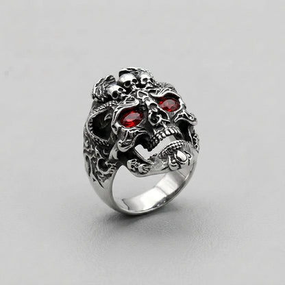 Antiqued Multi-Skull Ring