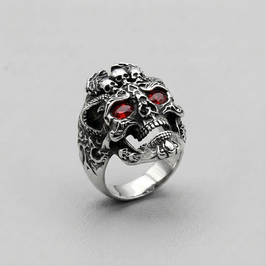 Antiqued Multi-Skull Ring