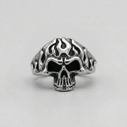 Tribal Flame Skull  Statement Ring