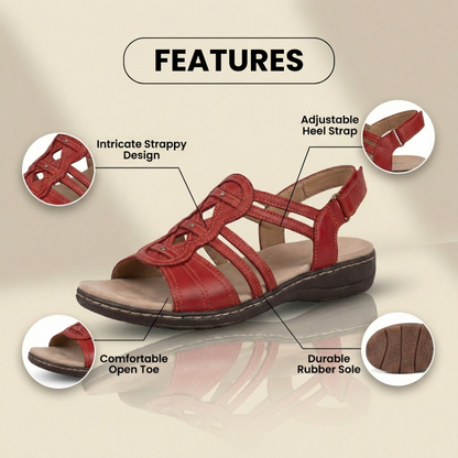 Orthopedic Leather Gladiator Slide Sandals - Celtic Knot & Studded Design