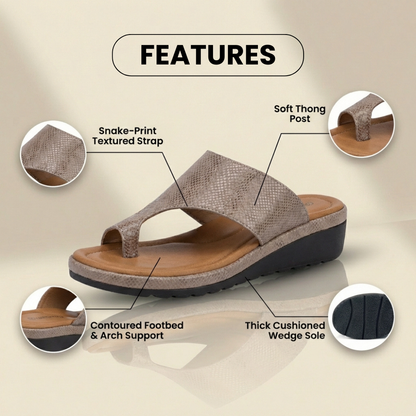Orthopedic Leather Toe-Loop Slide Sandals - Woven Texture Pattern