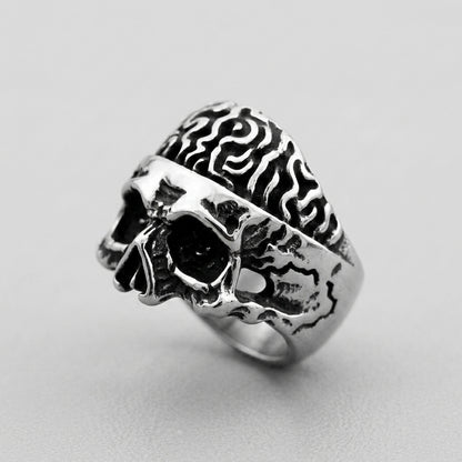 Twisted Flame Skull Signet Ring