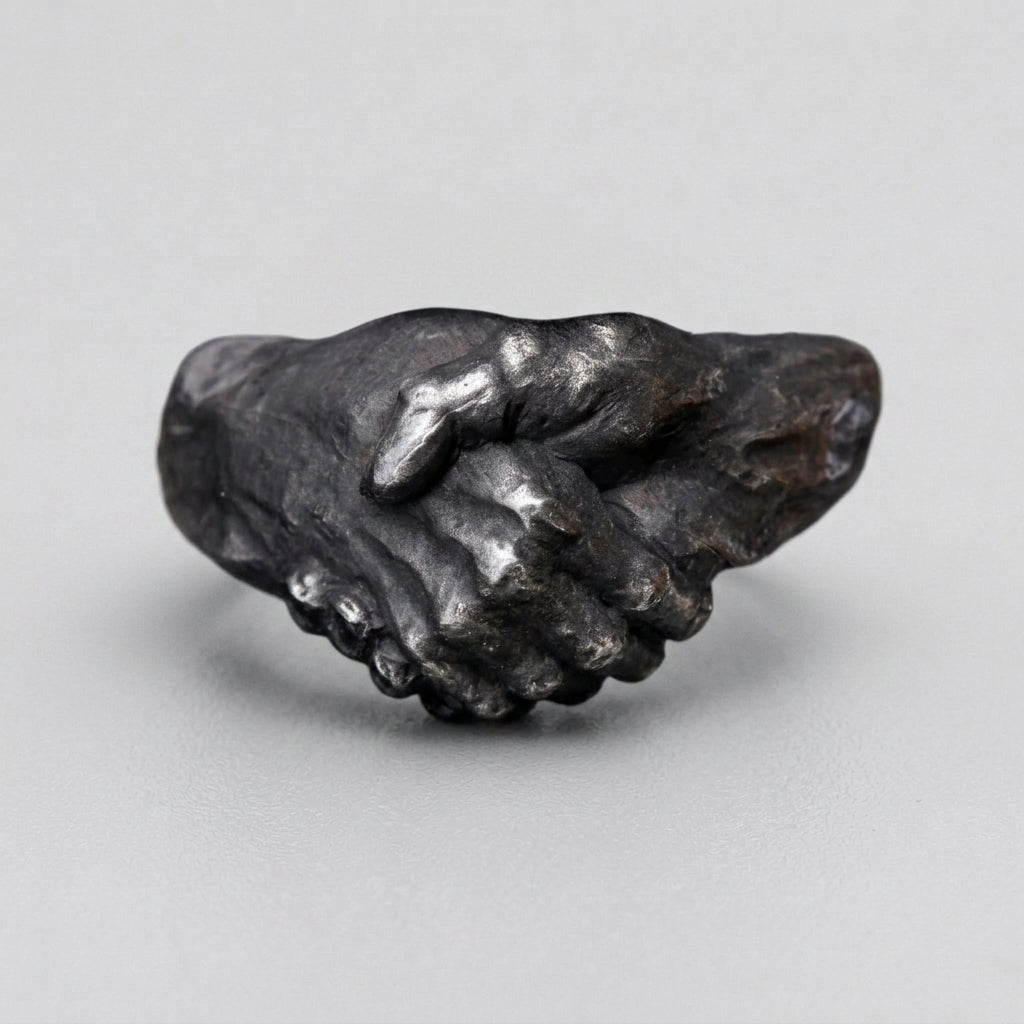 Clasped Hands Black Statement Ring