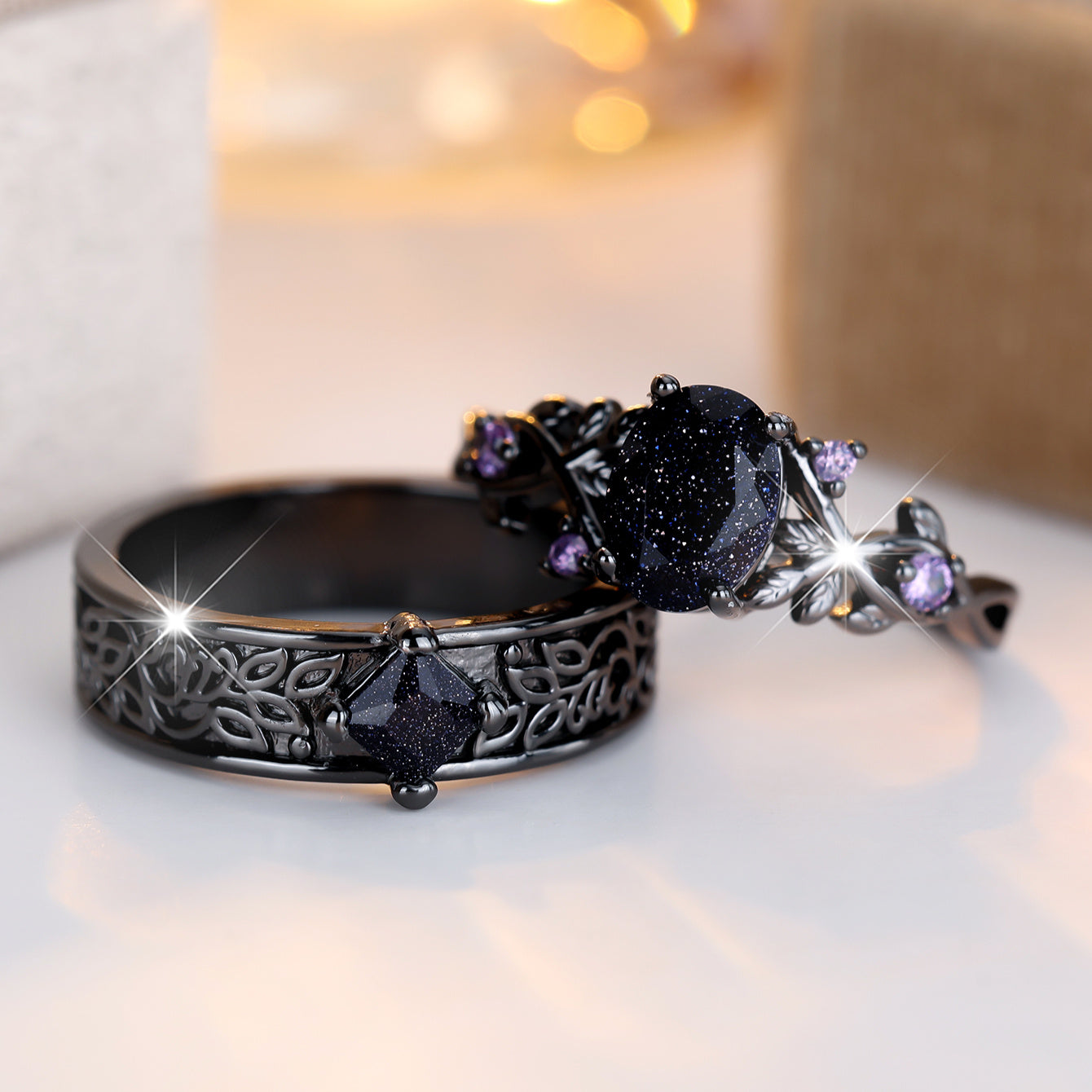 Gothic Wide Band Promise Ring