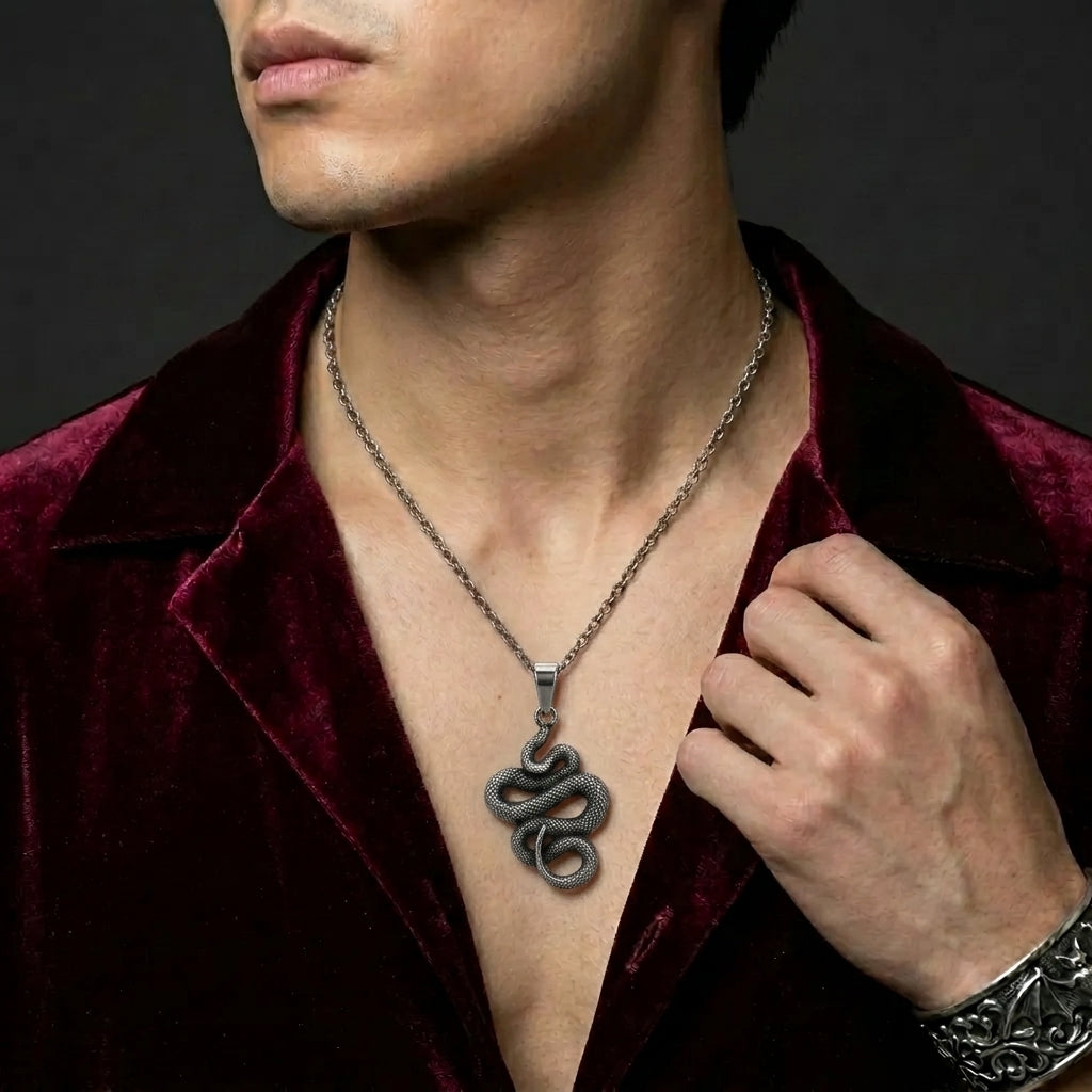 Coiled Snake Pendant Necklace