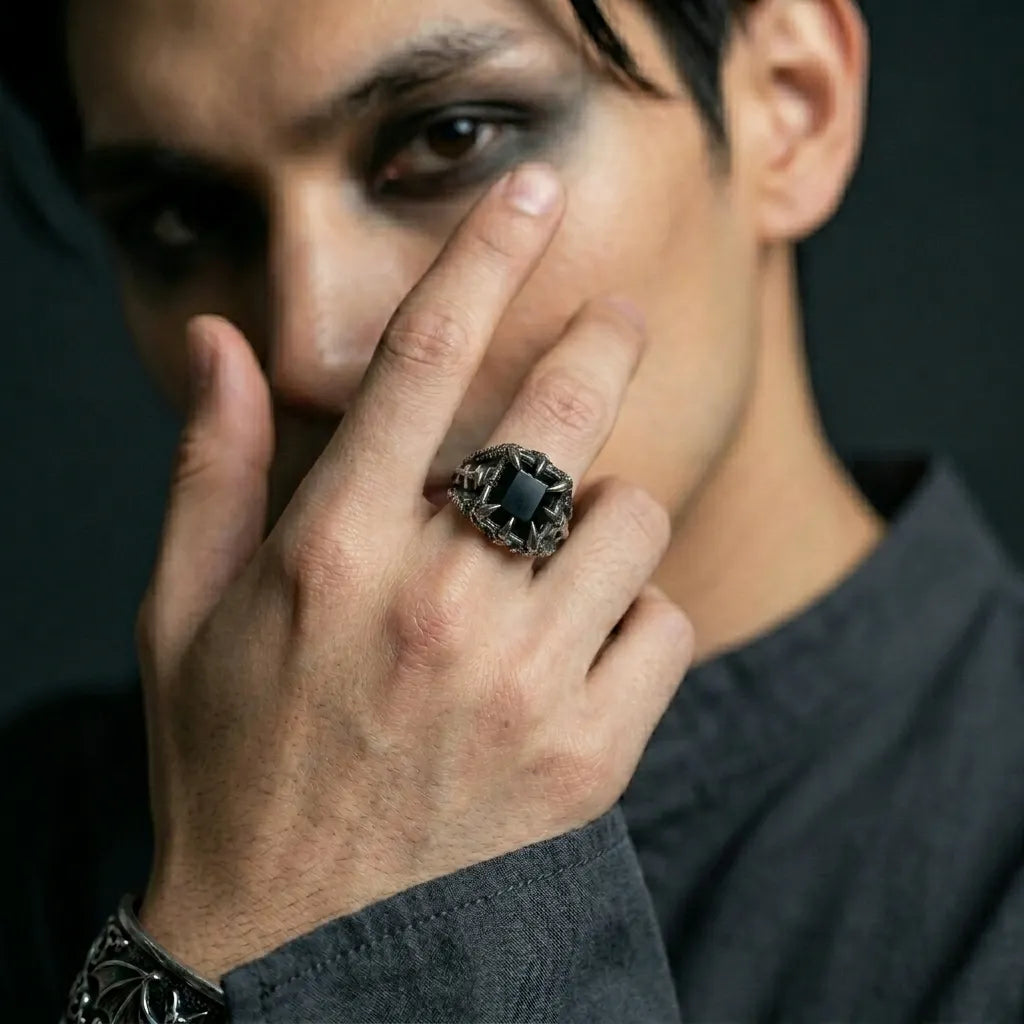 Dragon Claw Black Onyx Statement Ring