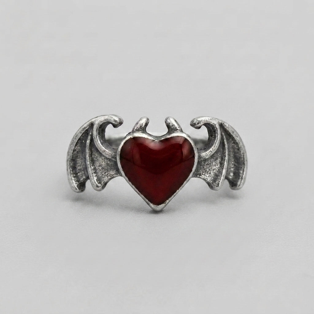 Gothic Winged Heart Ring