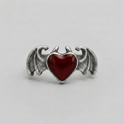 Gothic Winged Heart Ring