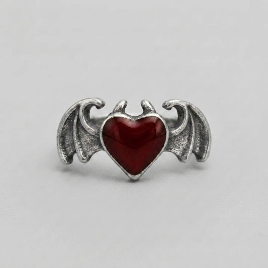 Gothic Winged Heart Ring