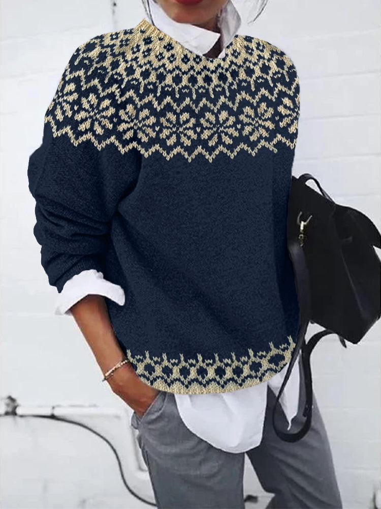 Vintage Jacquard Cozy Knit Icelandic Sweater elevenforest