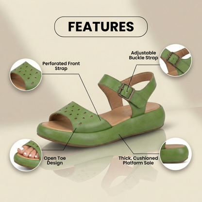 Orthopedic Leather Perforated Sandals – Adjustable Ankle Strap