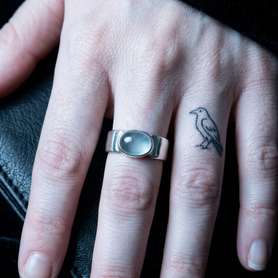 Minimalist Aquamarine Silver Ring