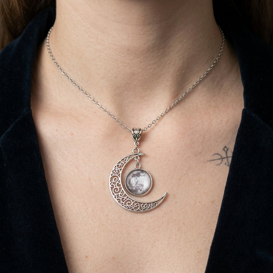 Celestial Crescent Moon Charm Necklace