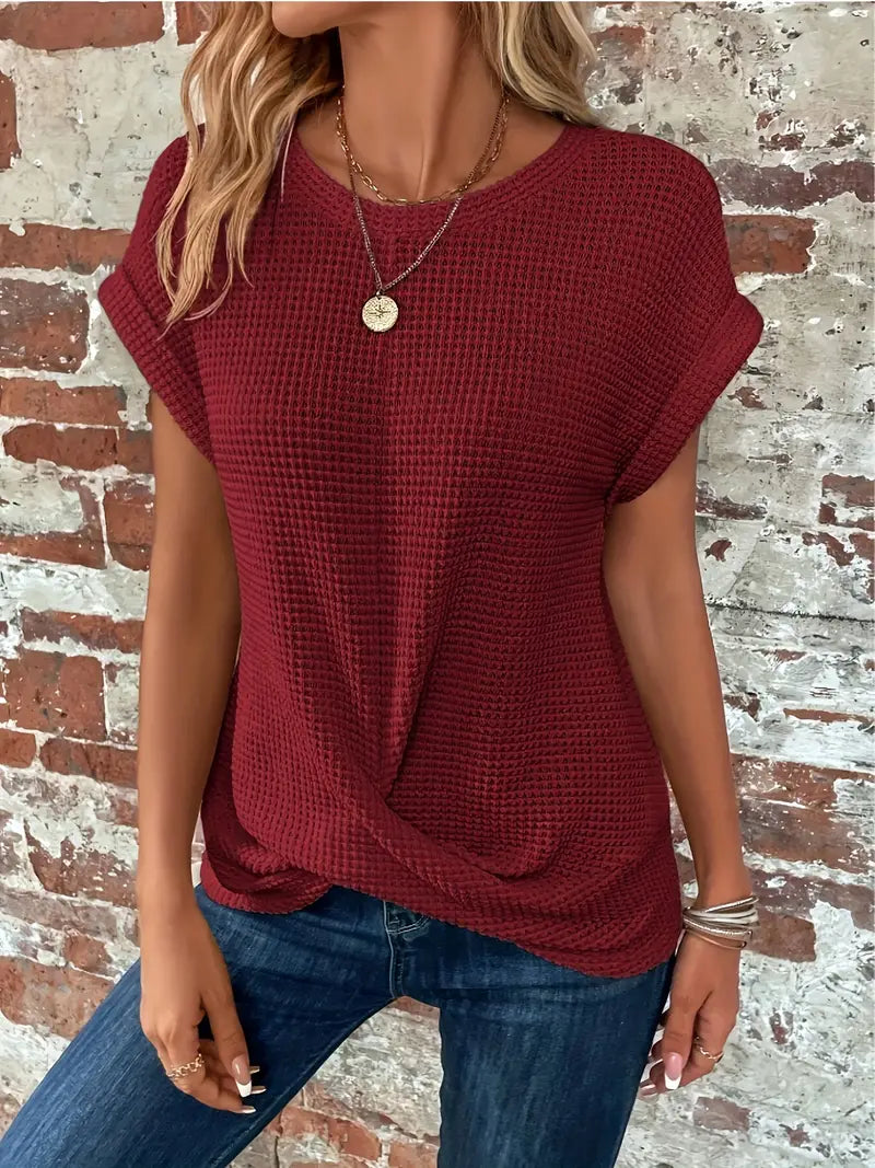 KS | Waffle knit top with rolled sleeves