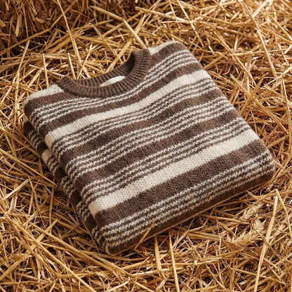 Cotton Sweater with Horizontal Stripes