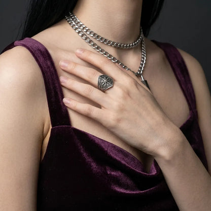 Gothic Compass Signet Ring