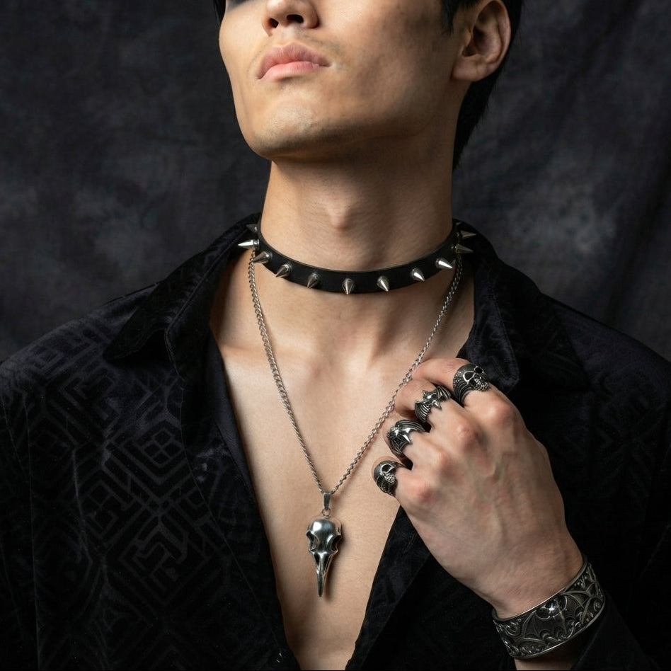 Raven Skull Pendant Necklace
