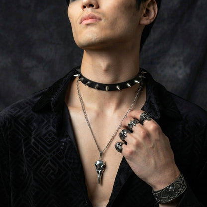 Raven Skull Pendant Necklace