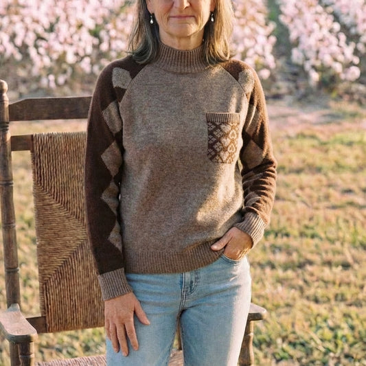 Cotton Sweater with Quilted Pocket