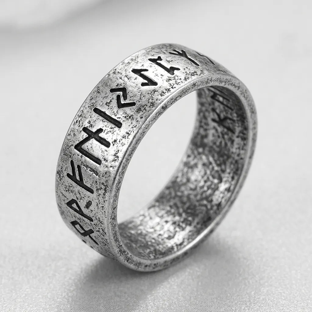 Ancient Rune Inscription Band Ring