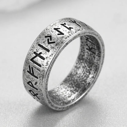 Ancient Rune Inscription Band Ring