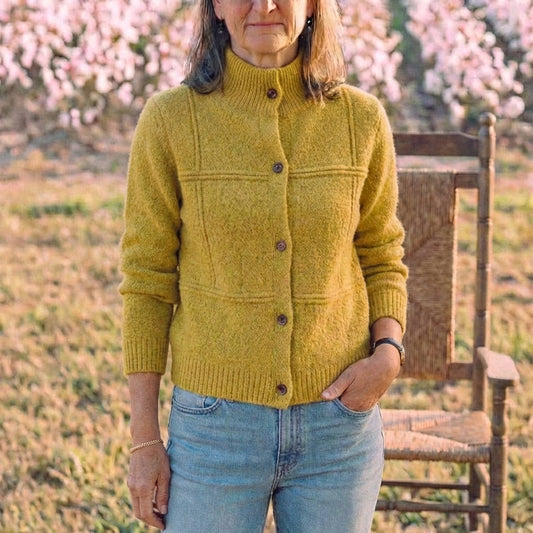 Cotton Turtle Neck Cardigan with Textured Knit