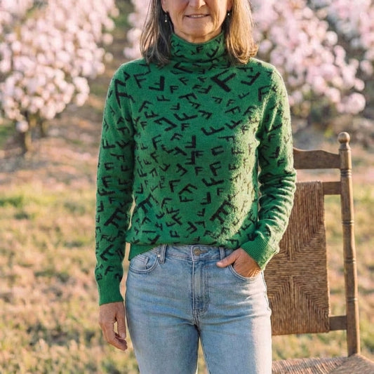 Cotton Sweater with F-Pattern
