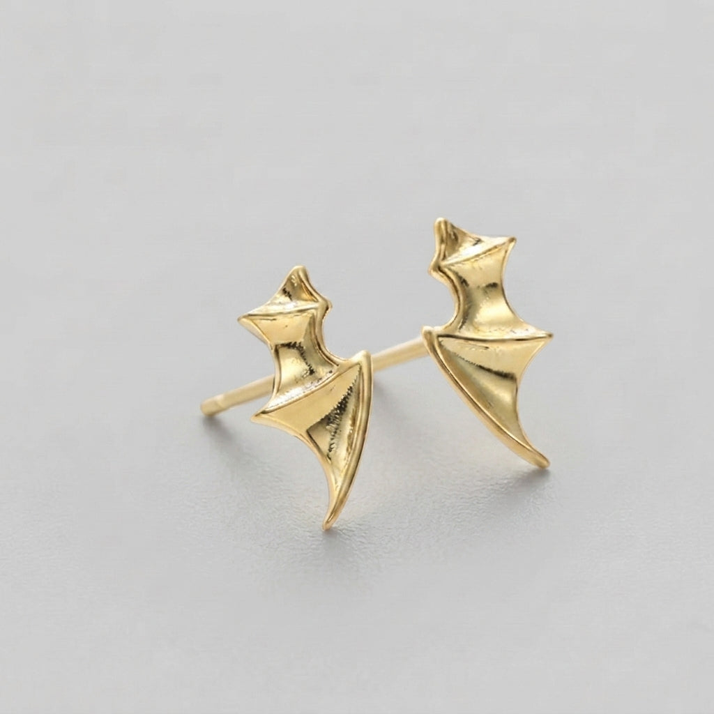 Gold Bat Wing Stud Earrings